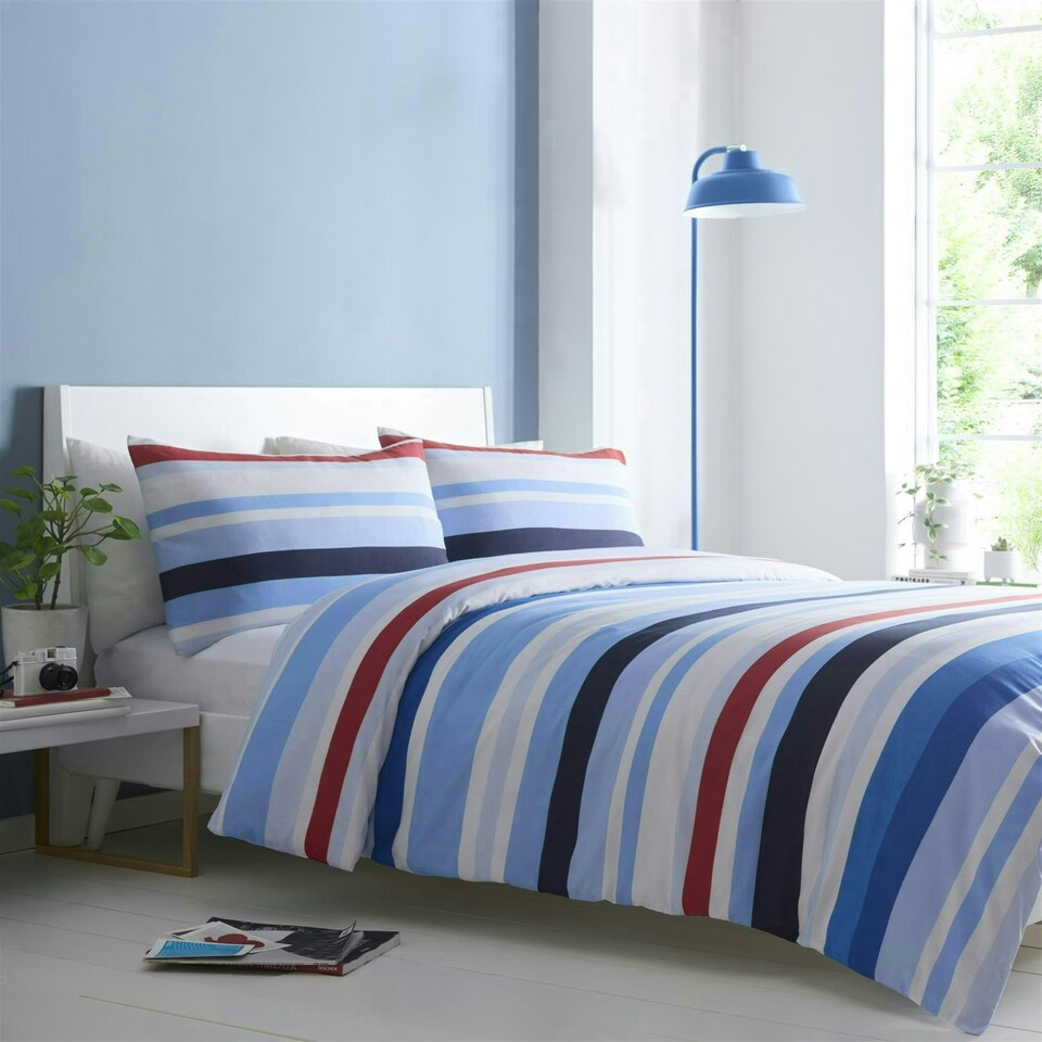image 1 of Simply Stripes Duvet Cover Set - King - Blue