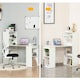 image 6 of HOMCOM 120cm Computer Desk Bookshelf Writing Table 6 Shelves White