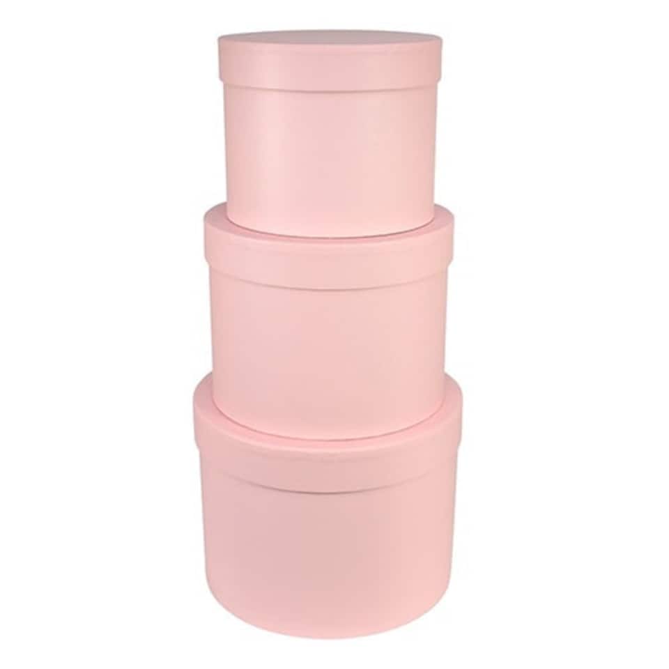 image 1 of Round Pale Pink Hat Boxes - Pack of 3