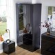 image 4 of Wardrobe 2 Door 2 Drawer Storage Cabinet Modern Home Bedroom Furniture Grey