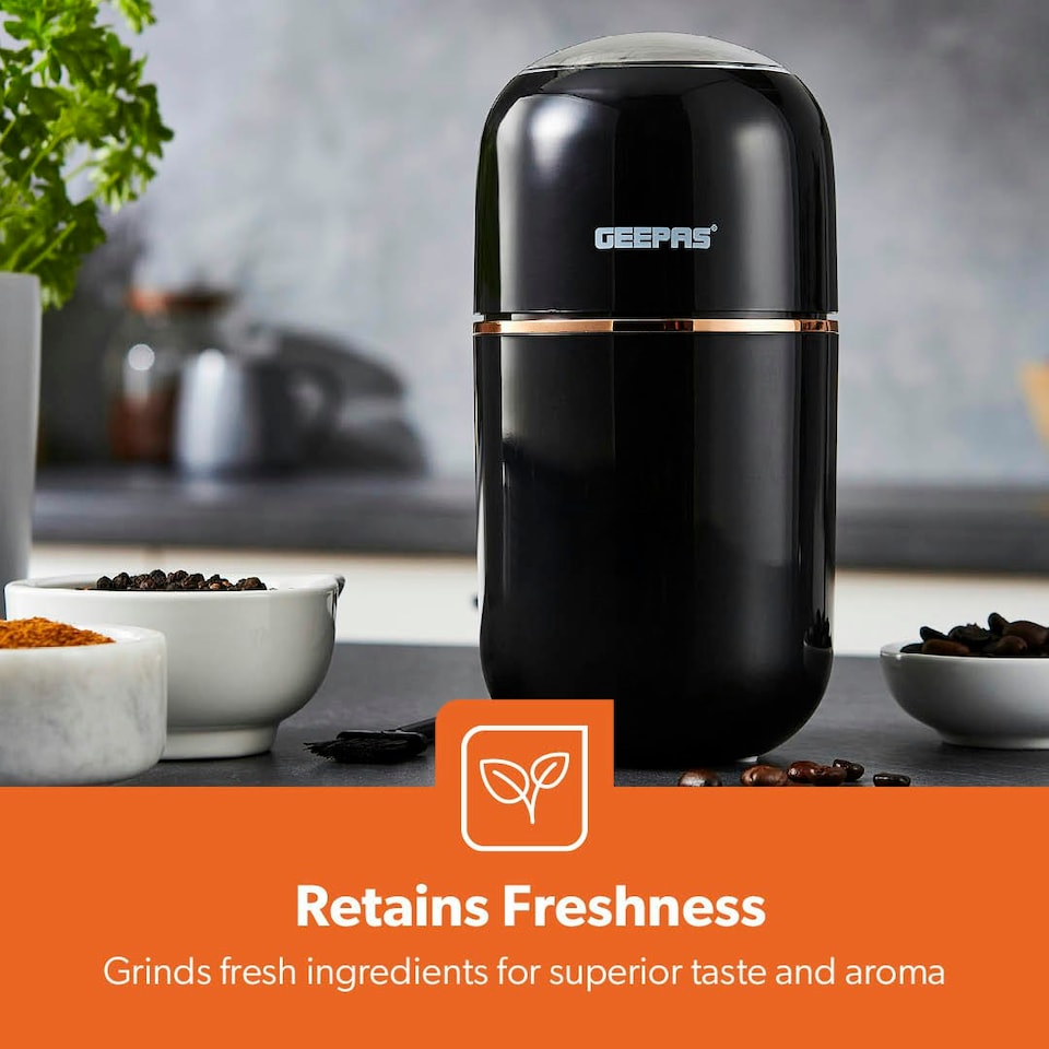 image 1 of GEEPAS Coffee Grinder 80 g, Capacity Stainless Steel Bowl & Double Blades