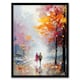 image 1 of Lovers Autumn Walk Oil Orange Pink Couple Black Framed Wall Art Print A4