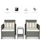 image 3 of Outsunny 3 PC Outdoor Rattan Sofa Set with Chairs Coffee Table Cushion