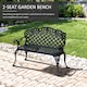 image 3 of Outsunny Cast Aluminium Garden Bench Outdoor Patio 2 Seater High Back Chair Armrest Antique Style Black