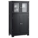 image 6 of COSTWAY 4-Door Bathroom Floor Cabinet Storage Cabine Black Black
