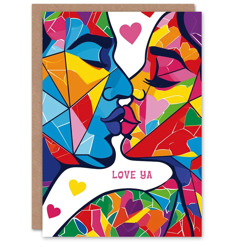image 1 of Love Ya Kiss Casual Abstract Anniversary Valentines Her Wife Card