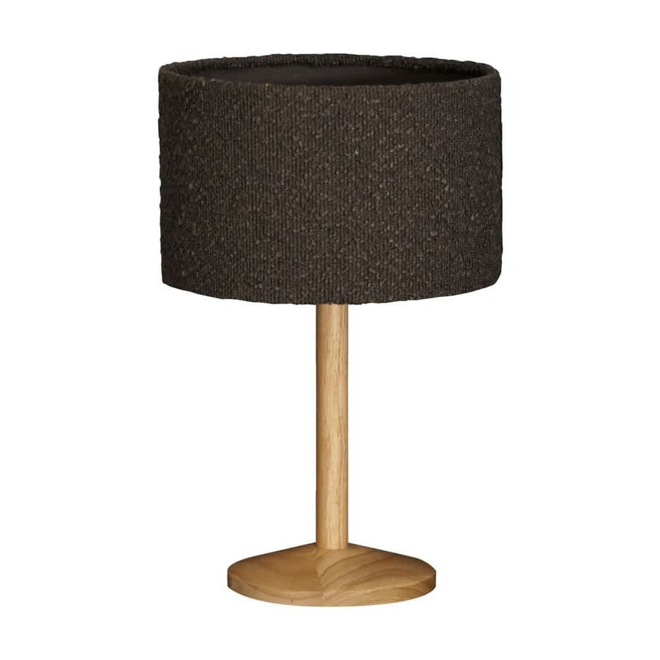 image 1 of ValueLights Triston Light Wood Table Lamp Charcoal Boucle Shade and Bulb