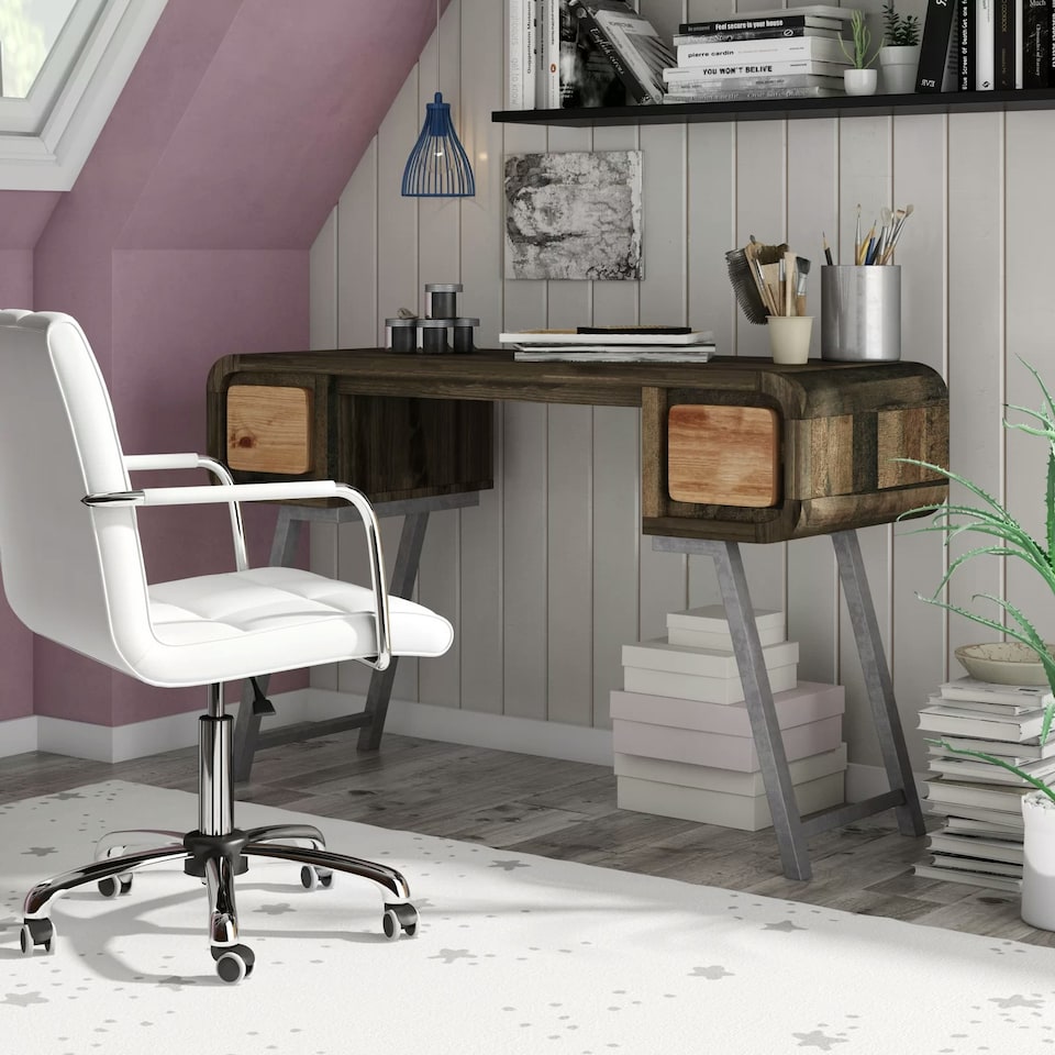 image 1 of Aaron Metal and Wood Desk