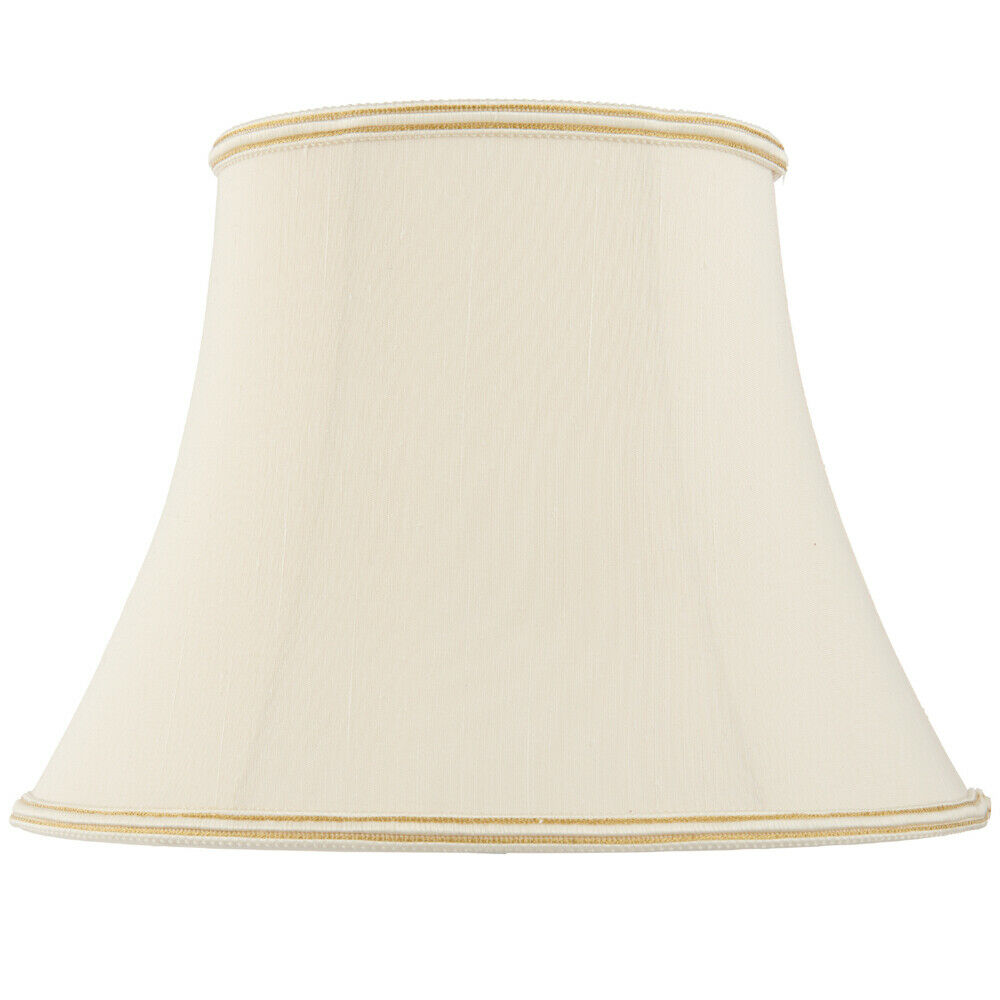 Loops 16" Bowed Oval Handmade Lamp Shade Cream Fabric Classic Table Light Bulb Cover