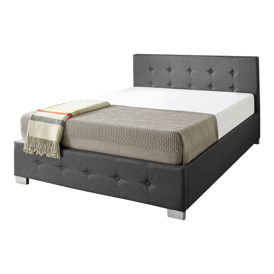 image 1 of End Lift Ottoman Storage Bed Single, Black Linen