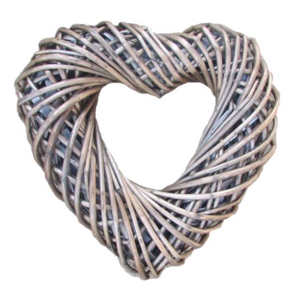 image 1 of Wicker Medium Heart Shaped Wreath | Brown | Natural