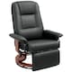image 1 of HOMCOM 360 Swivel Recliner Chair with Footstool, Manual Recliner Armchair with Wooden Base, PU Leather Upholstered Reclining Chair for Living Room, Bedroom, Office, Black