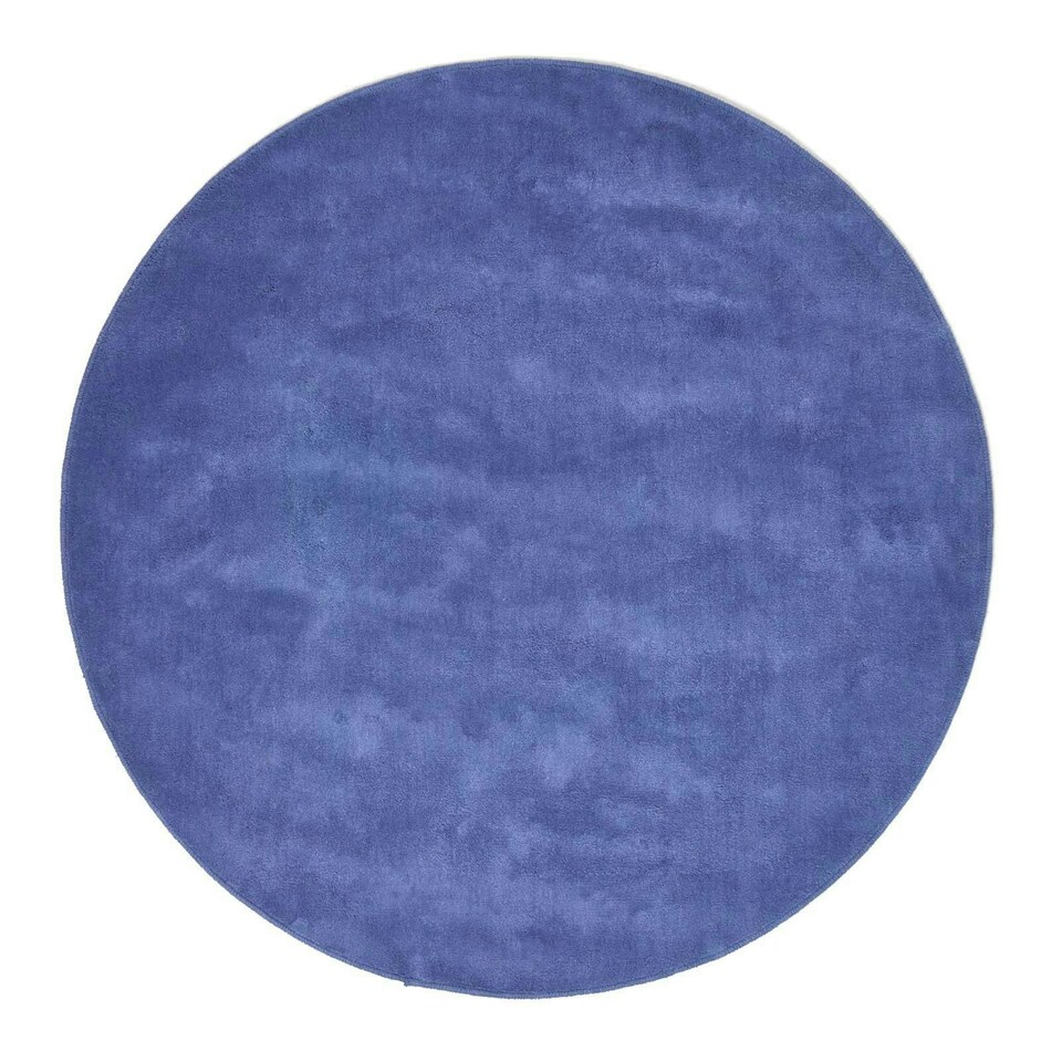 image 1 of Homescapes Hand Tufted Plain Cotton Blue Large Round Rug - 70 cm Diameter Blue | 70 cm Round