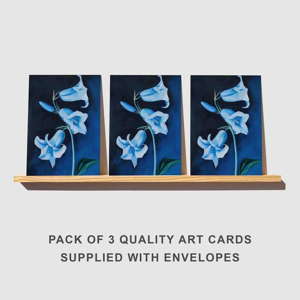 image 1 of Bluebell Flowers Greeting Card Wildflower Painting Any Occasion Set of 3 Blank