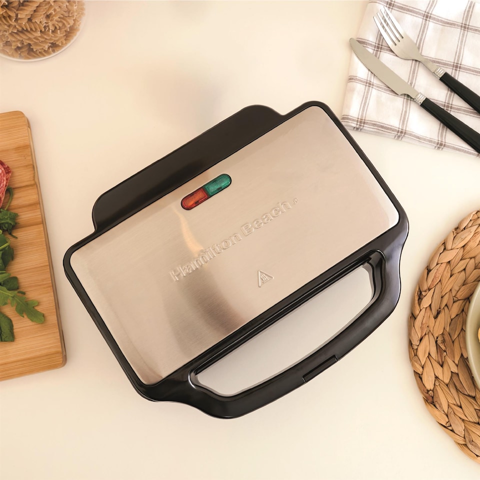 image 1 of Hamilton Beach Essentials Kettle, 4 Slice Toaster & Deep Fill Sandwich Toaster Set - Black