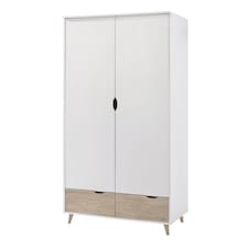 Stockholm 2 Door Wardrobe - Particle Board - L58 x W100 x H190 cm - Oak/White White