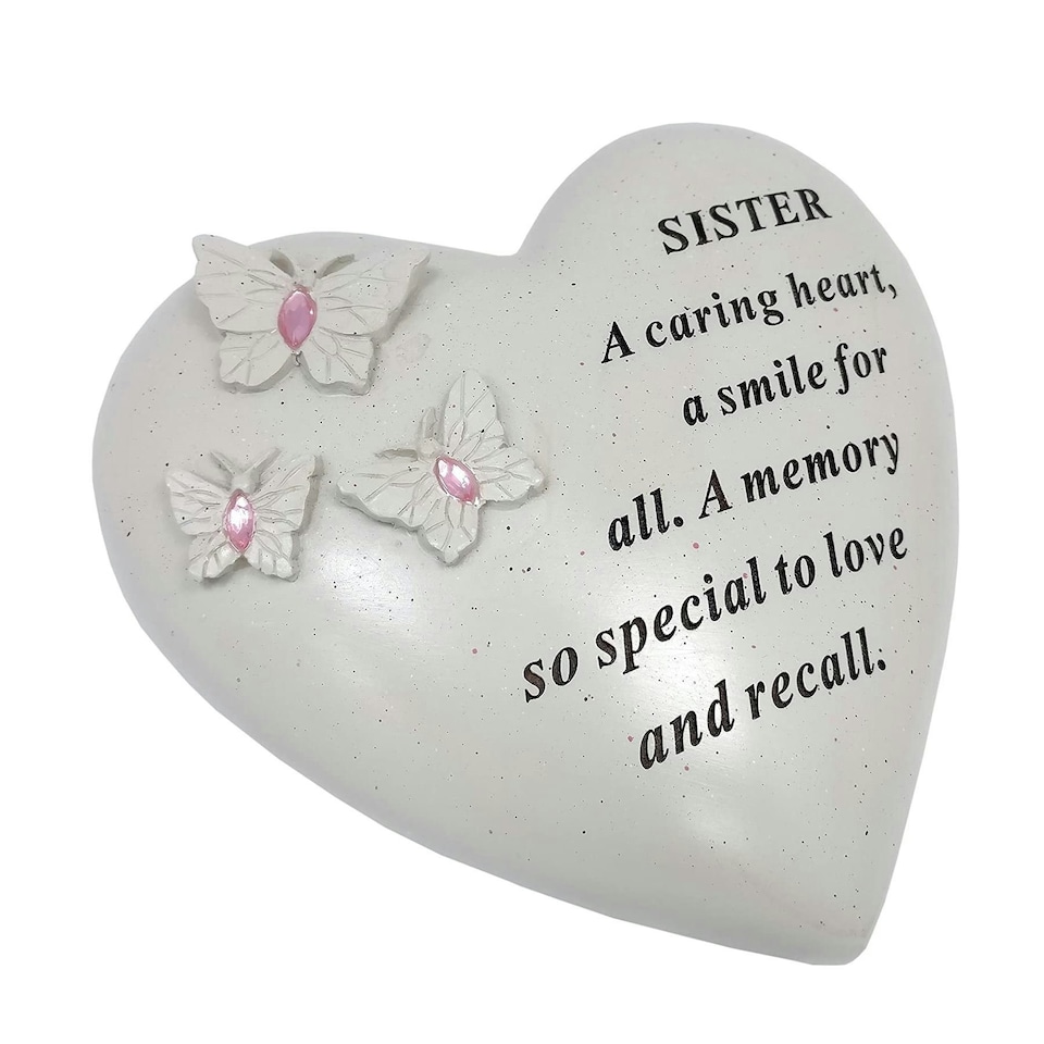 Heart With 3 Butterflies Pink Gems 16 x 14cm - Sister DF17422-K