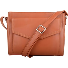 Cross Body Shoulder Genuine Soft Leather Pocket Detail Handbag Orange | Autumn Ink Russet