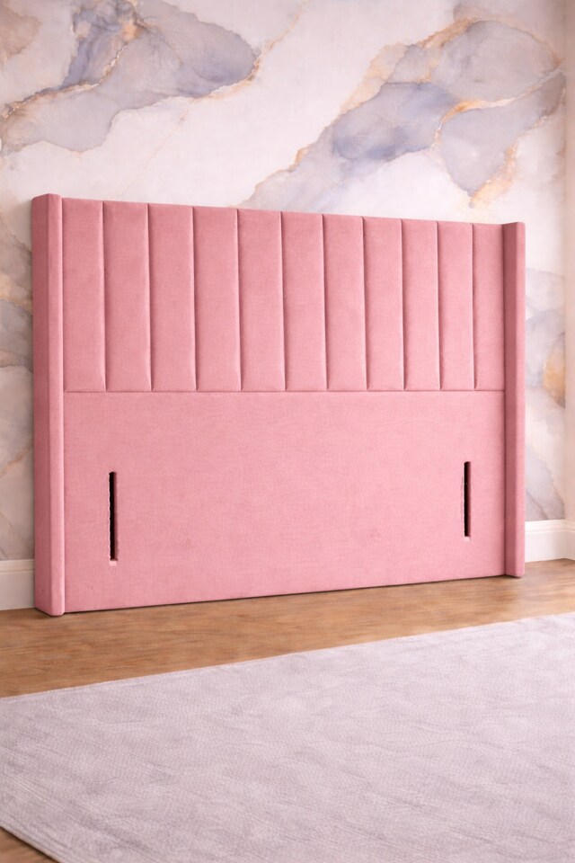 image 1 of Pink Plush Panel Wing 54inch Floorstanding 5FT Headboard