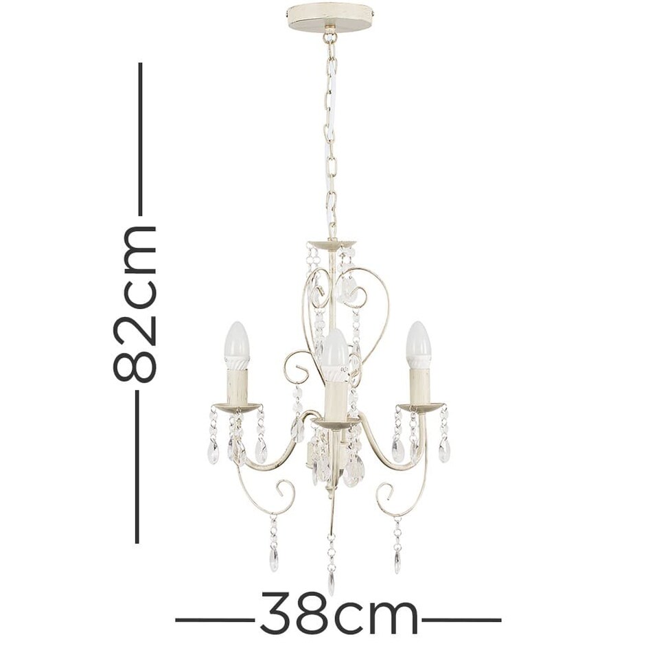 image 1 of ValueLights Lille 3 Way White Ceiling Light Chandelier | White