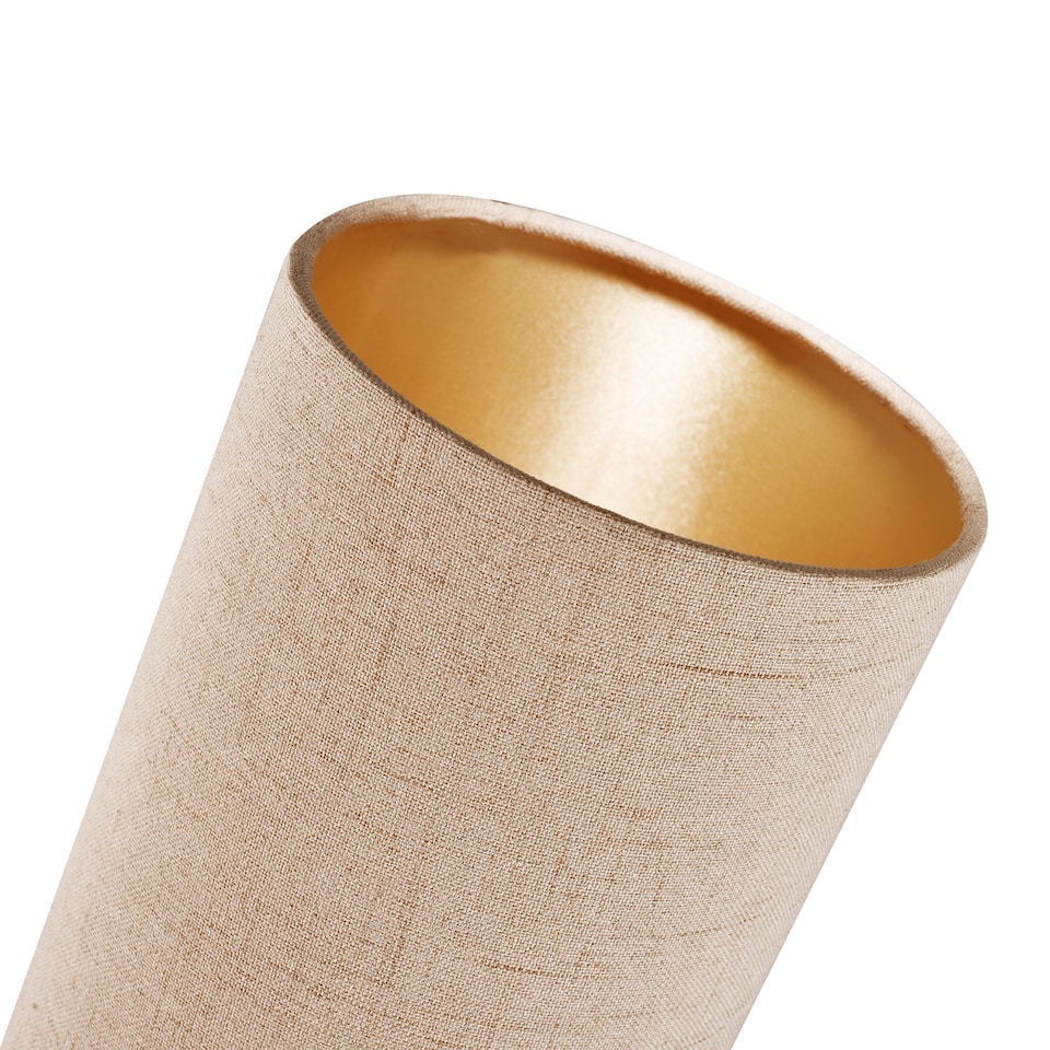 image 1 of Modern and Stylish Stitched Effect Taupe Linen Fabric Cylindrical 25cm Lampshade | Cream | 10"