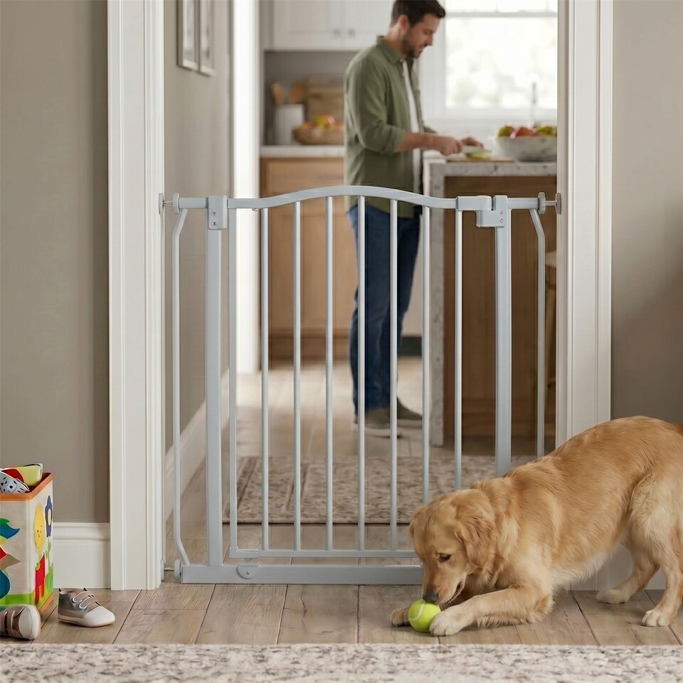 image 1 of Safetots Extra Tall Curved Top Safety Gate, 171cm - 180cm, Matt Grey, Extra Tall 100cm in Height, Pressure Fit Stair Gate, Baby Gate for Doors Hallways and Spaces, Safety Barrier, Easy Installation