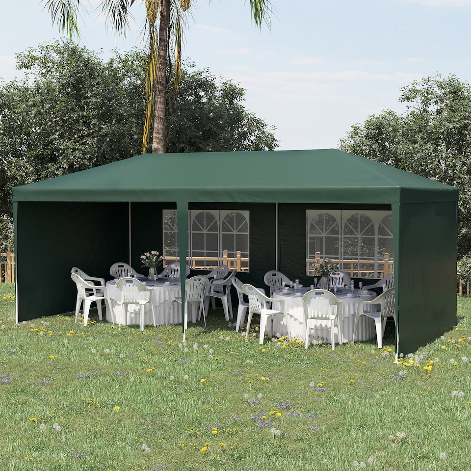 image 1 of Outsunny 6m x 3m Garden Gazebo Marquee Canopy Party Tent Canopy Patio Green