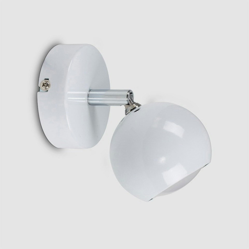 image 1 of ValueLights Retro Eyeball Spotlight Gloss White Wall Light and GU10 Spotlight LED 5W Cool White 6500K Bulb White