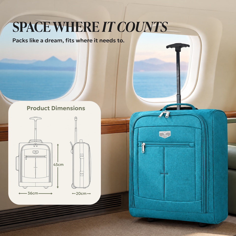 image 1 of Lugg Single Trolley Soft Cabin Bag 45x36x20cm Lightweight Hand Luggage