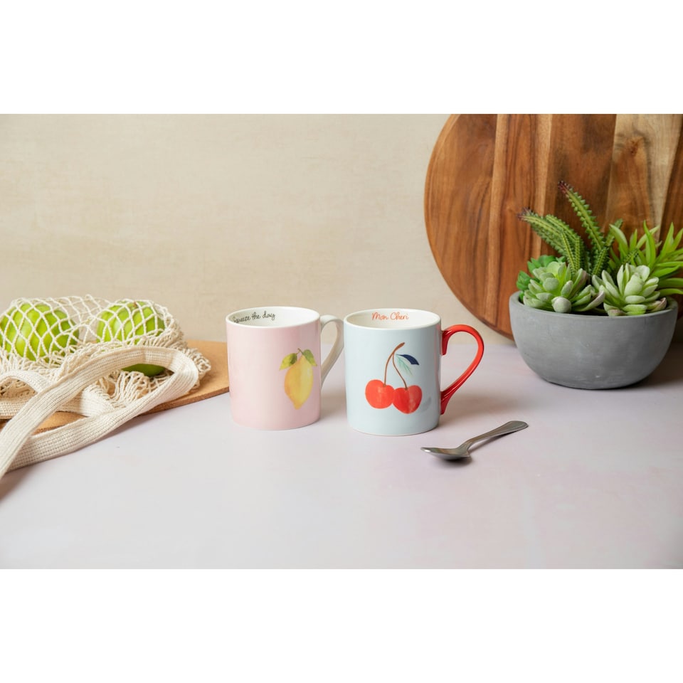 image 1 of Mikasa Cherry Straight-Sided Porcelain Mug, 280ml | Blue