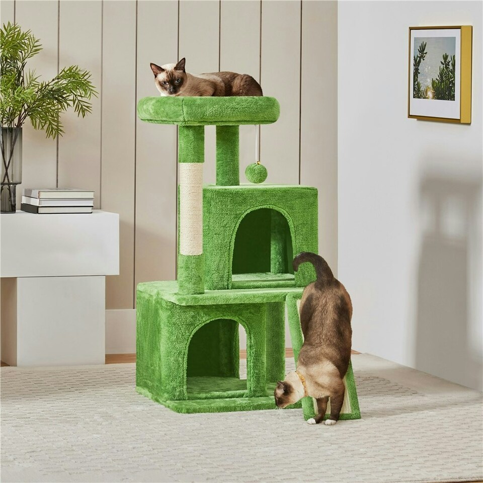image 1 of Yaheetech 92 cm Cat Tower with Double Condos Green