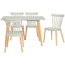 HOMCOM Dining Table and Chairs Set with Wood Legs for Small Spaces