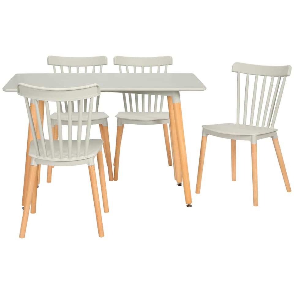 image 1 of HOMCOM Dining Table and Chairs Set with Wood Legs for Small Spaces