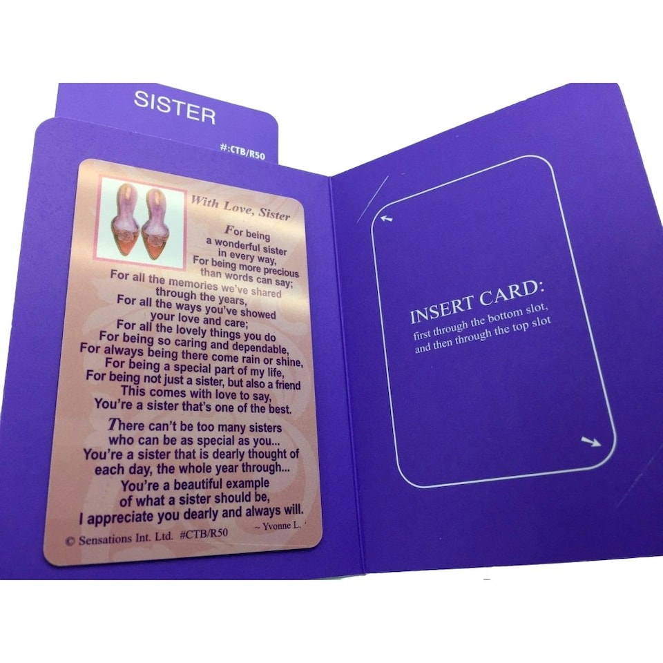 image 1 of With Love, Sister..Wallet Card (Sentimental Keepsake Wallet / Purse Card)