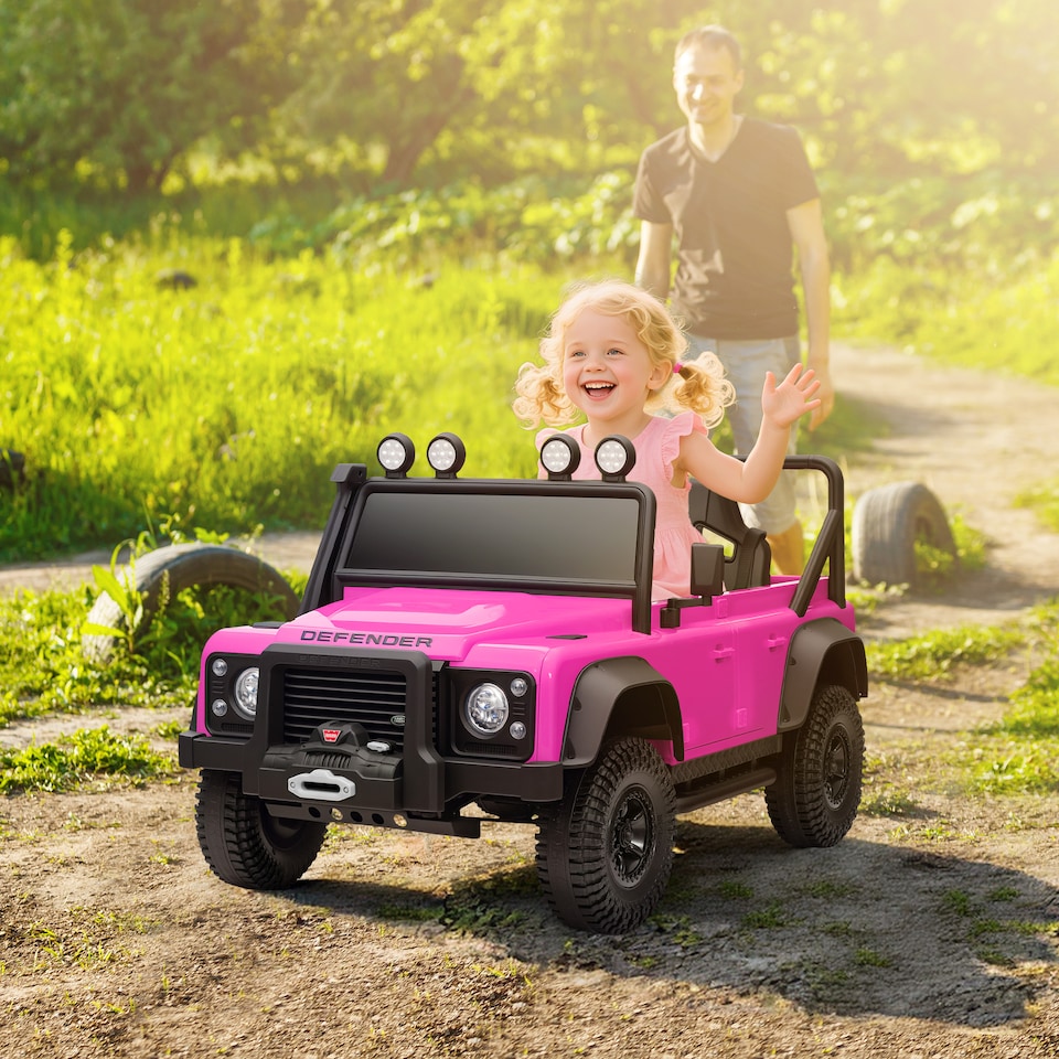 image 1 of AIYAPLAY Land Rover Licensed Electric Car for Kids, 12V Battery-Powered Kids Ride On Car with Remote Control, Music, Horn, Suspension Wheels, LED Lights, Off-Road Toy for 3-5 Years Old, Pink | Pink | Pink