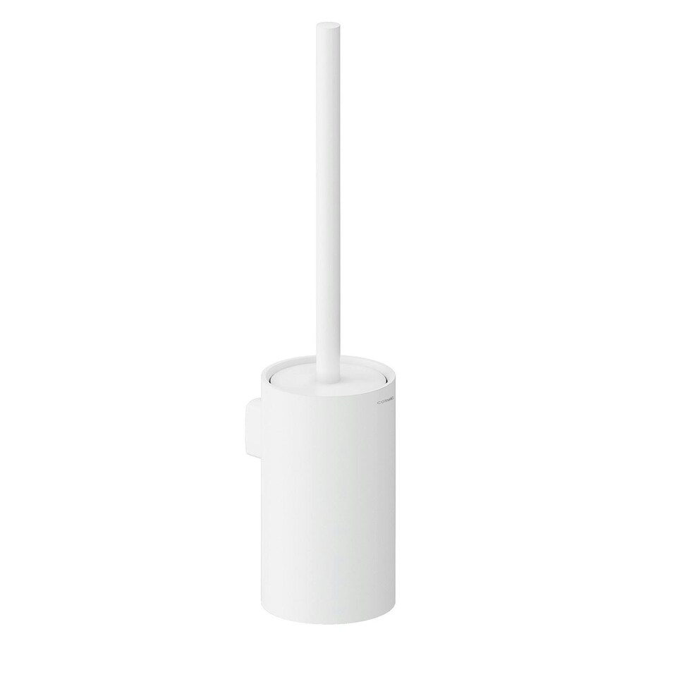 image 1 of Cosmic Toilet Brush Holder with Double-Threaded Screws, Matt Finish White