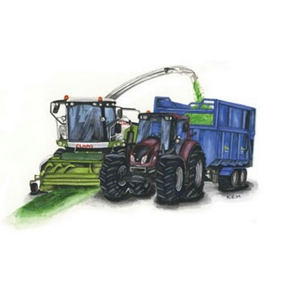 Kevin Milner Silage Time Countryside Greetings Card - Green/Blue/Black - One Size