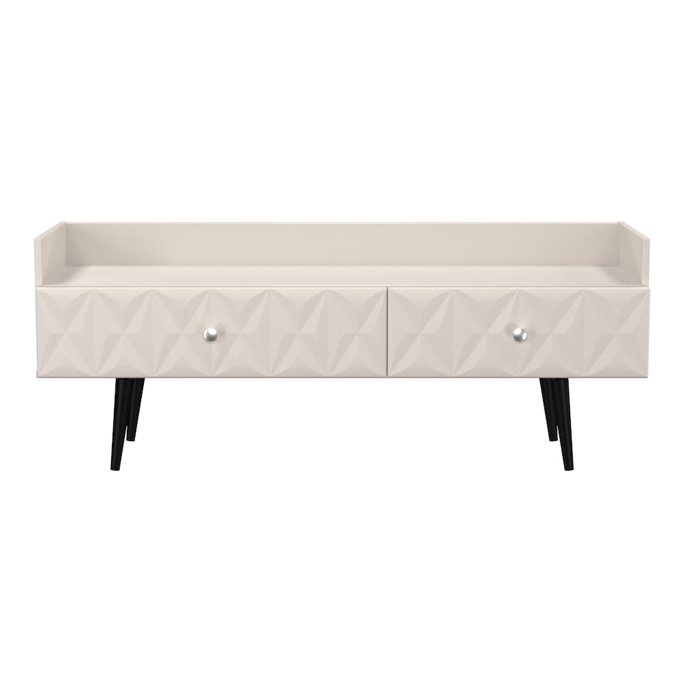 image 1 of Toledo 2 Drawer TV Console Unit in Kashmir Matt (Ready Assembled) | Cream | Kashmir Matt