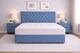 image 2 of Small double blue linen 4ft divan bed set mattress and headboard 2 Drawers One Each Side