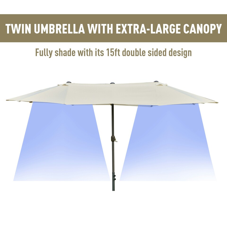 image 1 of Outsunny 4.6M Garden Patio Umbrella Canopy Parasol Sun Shade w/ Base Off White
