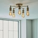 image 4 of Hal 5 Light Multi Arm Lamp Semi Flush Ceiling Lamp, Antique Brass Plate