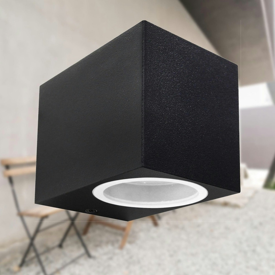 image 1 of First Choice Lighting Set of 6 Falmouth Black Downwards Outdoor IP44 Wall Light Black | Clear