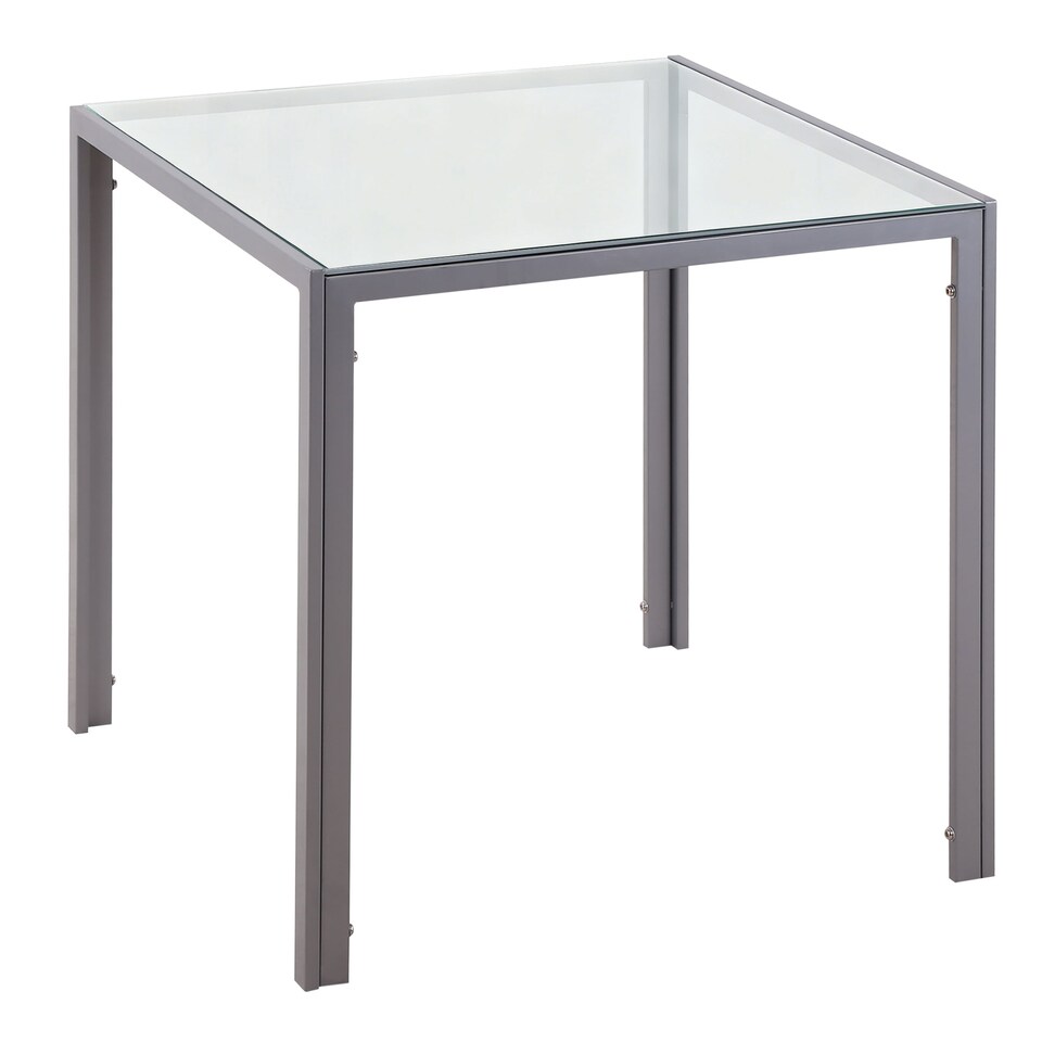 image 1 of HOMCOM Modern Square Dining Table for 2-4 People, with Glass Top & Metal Legs for Dining Room, Living Room, Grey