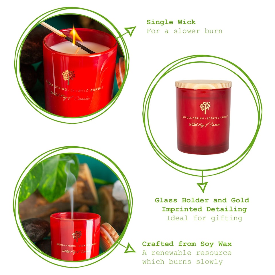 image 1 of Nicola Spring Soy Wax Scented Candle - 130g - Wild Fig & Cassis | Red | Red