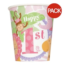 Unique Party Safari 1st Birthday Party Cup (Pack of 8) - Pastel/Pink - One Size