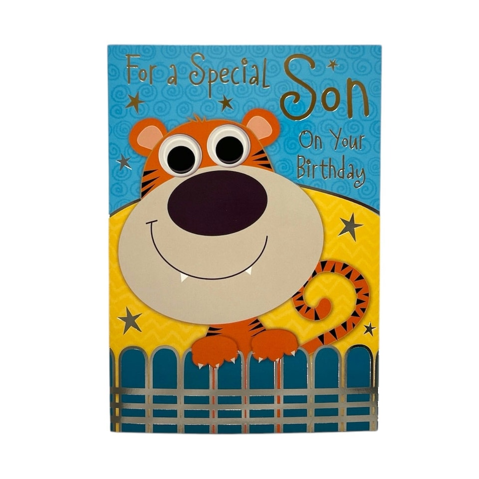 image 1 of For Special Son Juvenile Tiger Design Birthday Card