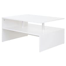 HOMCOM 2 Tier Coffee/End Table Modern Design w/Open Shelf Living Room White
