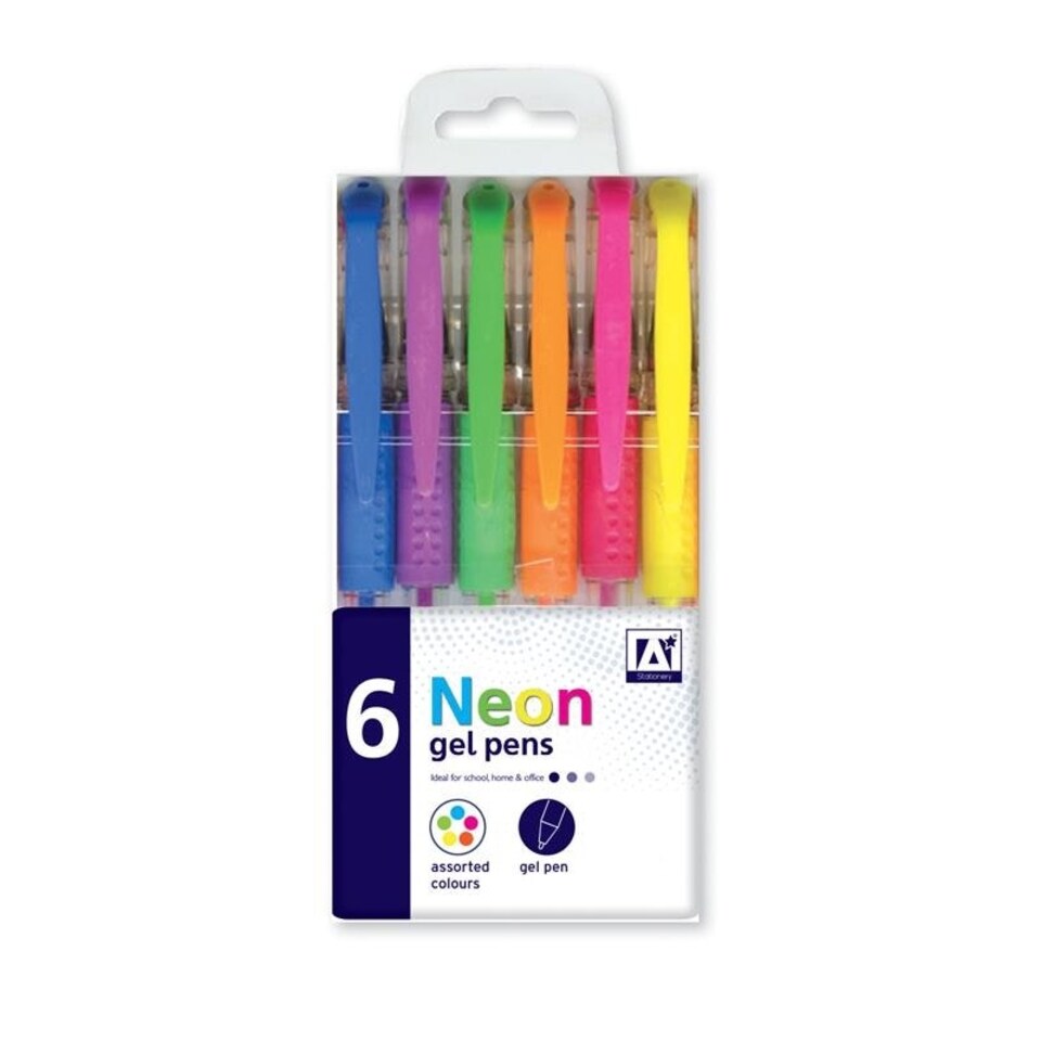 Pack of 6 Neon Gel Pens