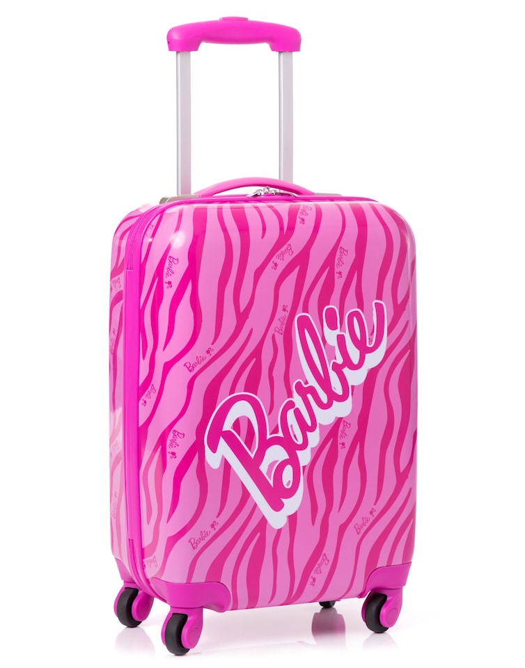 image 1 of Barbie Suitcase For All Ages | Pink Small, Medium Or Large Options Luggage Bag with Extendable Handle | Doll Logo Hard Cover Carry On Trolley Cabin Case | Fun Travel Accessory Gift for Kids & Adults