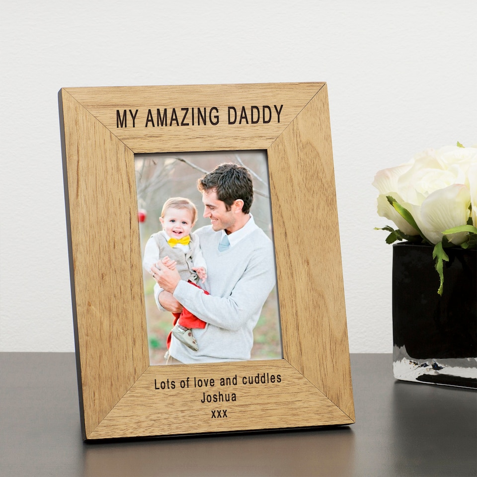 image 1 of Personalised Amazing Daddy Wood Picture Frame 7 x 5 Fathers Day Dad